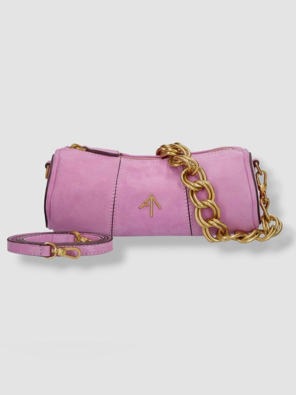 $422 Manu Atelier Women's Pink XX Mini Cylinder Suede Shoulder Purse Bag - Picture 5 of 6